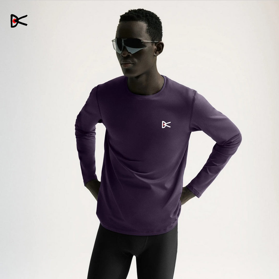 District Vision - Lightweight Long Sleeve Tee - Plum - Men's